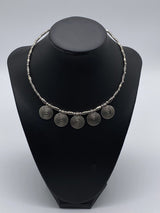 ~Vintage Inspired Pendant Silver Tone Choker Necklace~