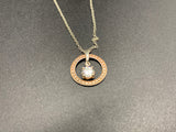 Necklace Circle Sterling Silver 925 Rhinestone 2Gs 18 Inches