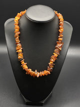 Natural Raw Baltic Honey Cognac Amber Nugget Beaded Necklace 29grams ~ 18" long