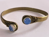 Brass Moonstone Cuff Bangle Bracelet 7.25”