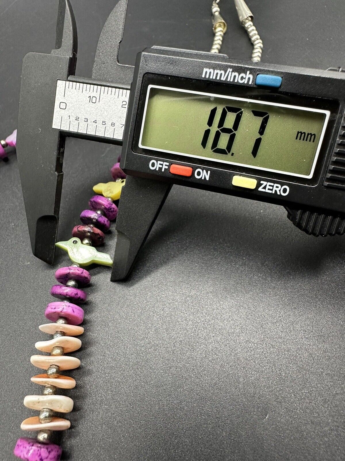 Fetish Birds  Shell Purple Bead Necklace 24” STUNNING!