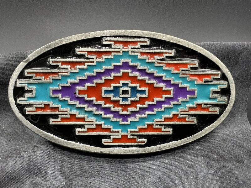 1993 GAP Multi-Color Navajo Geometric Graphic Belt Buckle