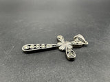 Sterling Silver Marcasite Cross Pendant Charm Patina Vintage 925 1.75”