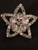 Vintage High-end rhinestone starburst silver tone brooch pin~Unsigned