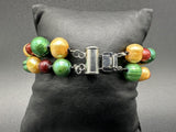 Double Strand Dyed Baroque Pearl Bead Bracelet Sterling Clasp
