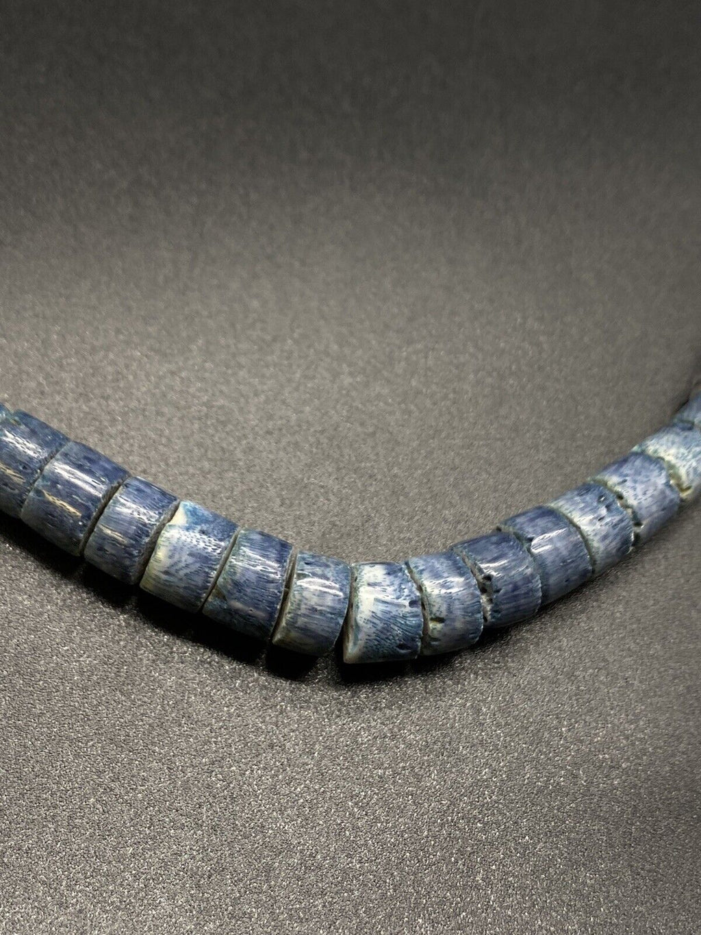 Vintage Genuine Blue Coral Silver Tone Accents Graduated Strand Necklace 18"