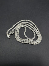 Sterling Silver Rope Necklace Chain 18 Inch, Lobster Clasp 5Gs