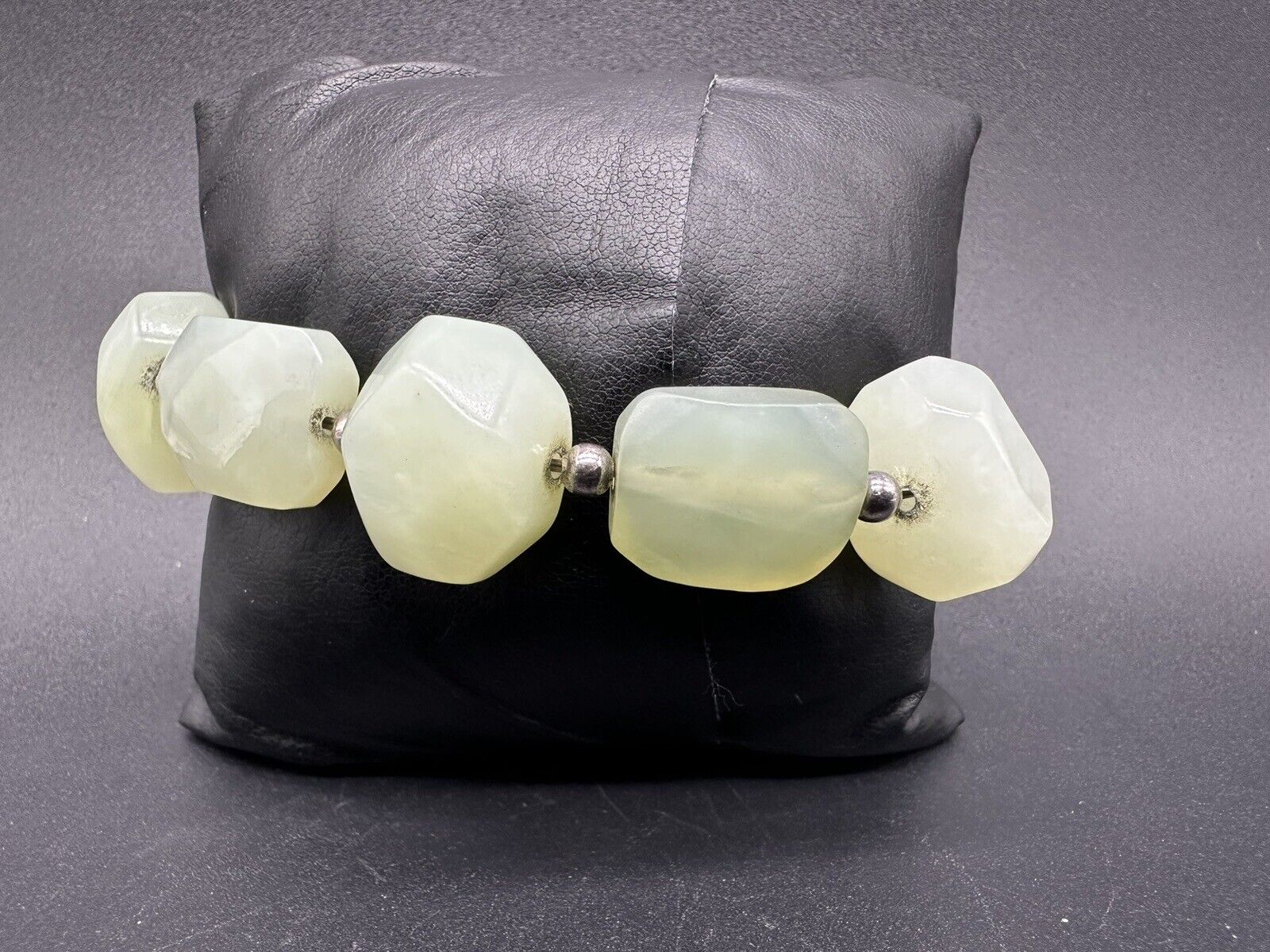 Sterling Silver Elastic Serpentine Beaded Bracelet 7.25”