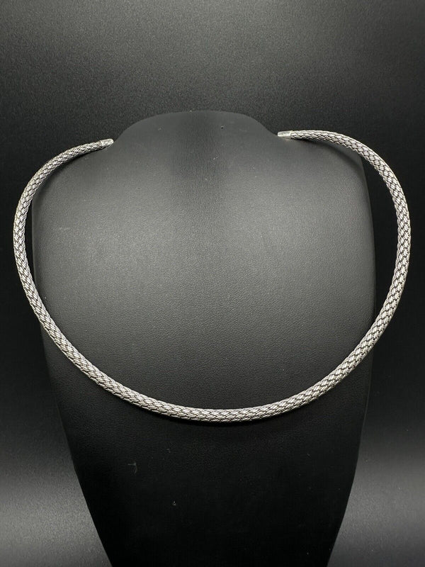 Vintage Sterling Silver & Woven Choker 16” Chain Necklace 32Gs