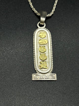 Vtg Sterling Silver with 18k Gold Vermeil Oro Maya Cartouche Pendant Necklace