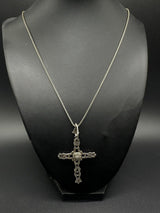 Vintage Art Deco Sterling Silver Cross Pendant Necklace 9Gs 18”
