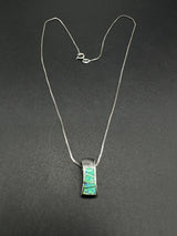 Sterling Silver Created Opal Hourglass Design Necklace 18” 3Gs