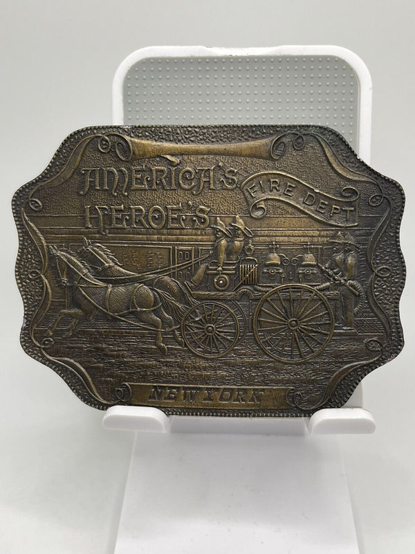 America's Heroes Boston Fire Department Metal Belt Buckle