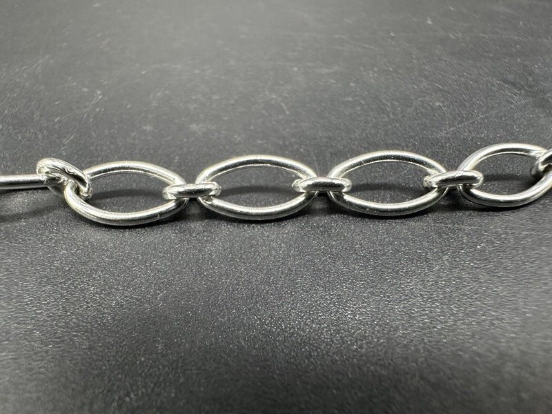 Silver Heart Charm Chain Bracelet 7” 10Gs