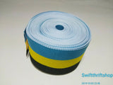 GROSGRAIN RIBBON Multi Color STRIPES Turquoise Yellow Black 1.5" Wide 20 Yards