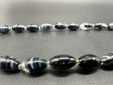 22” Vintage Black Banded Agate Gemstone Beaded Elegant Necklace 22"