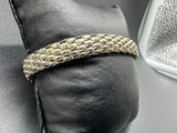 Vintage 925 Sterling Silver Wide Woven Link Bracelet Vintage 7" Long 10g