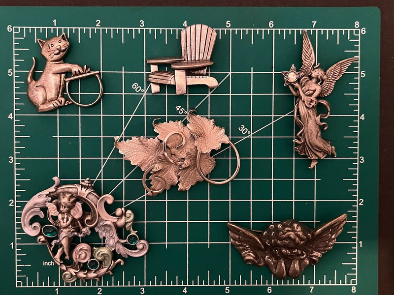 VINTAGE to Now Lot of 5 PEWTER BROOCHES