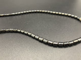 Black Steel Hematite Carnelian Bead Necklace 18”