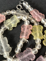 Vintage Acrylic Pastel Gummy Bear Bead Necklace 16”