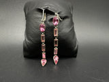GIVENCHY Pink and Clear Crystal Rhinestone Drop Dangling Earrings