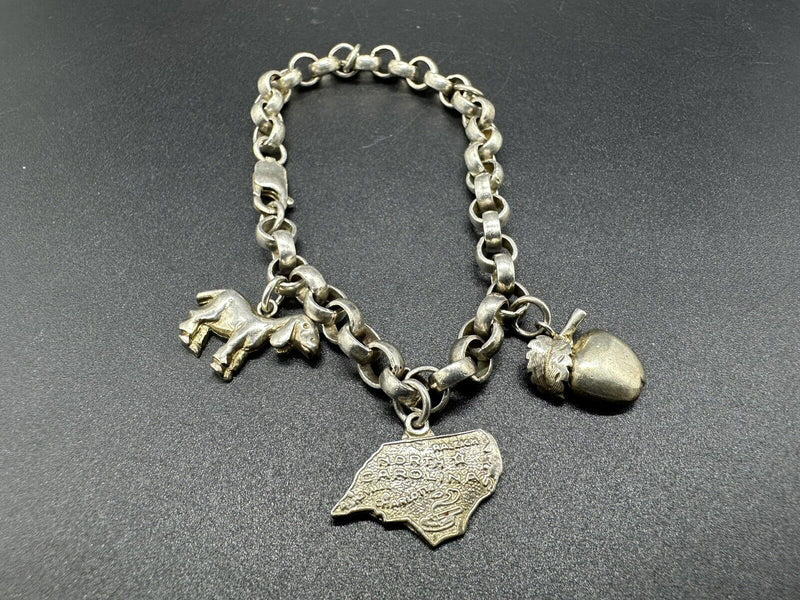Vintage Sterling Silver North Carolina Charm Bracelet