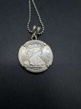 Sterling Silver Round Coin Necklace 16Gs 22”