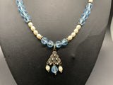Vintage Crystal  Pearl Bead Necklace 18” 29Gs Sterling Silver