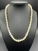 Sterling Silver Freshwater Pearls Pave Bead Necklace 17”