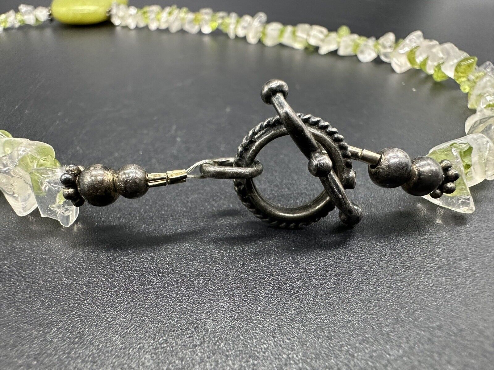 Peridot Gemstone Sterling Silver  Necklace 17 Inches 45Gs