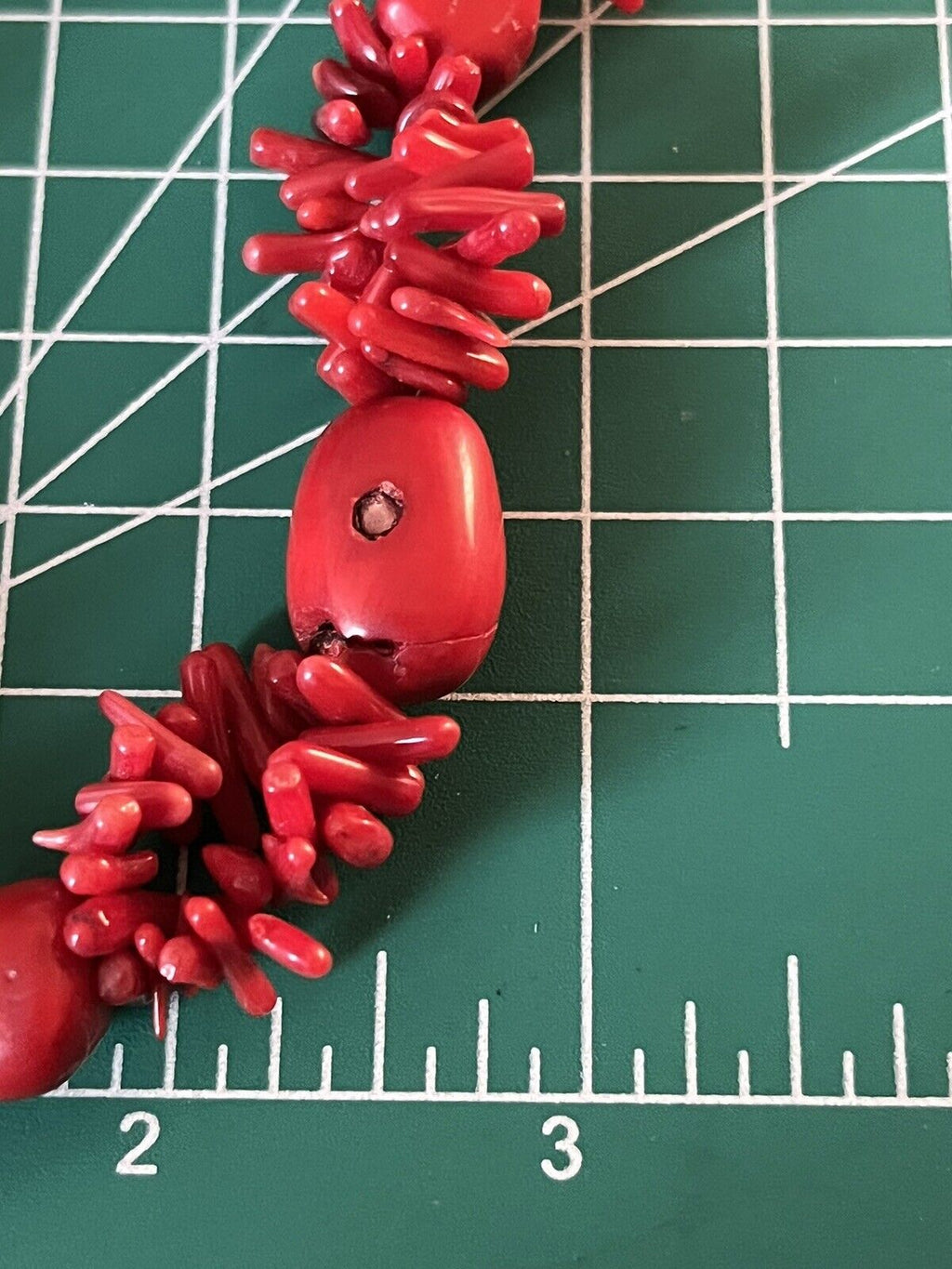 Red Coral Nugget Branch Silver Tone 18"  Necklace