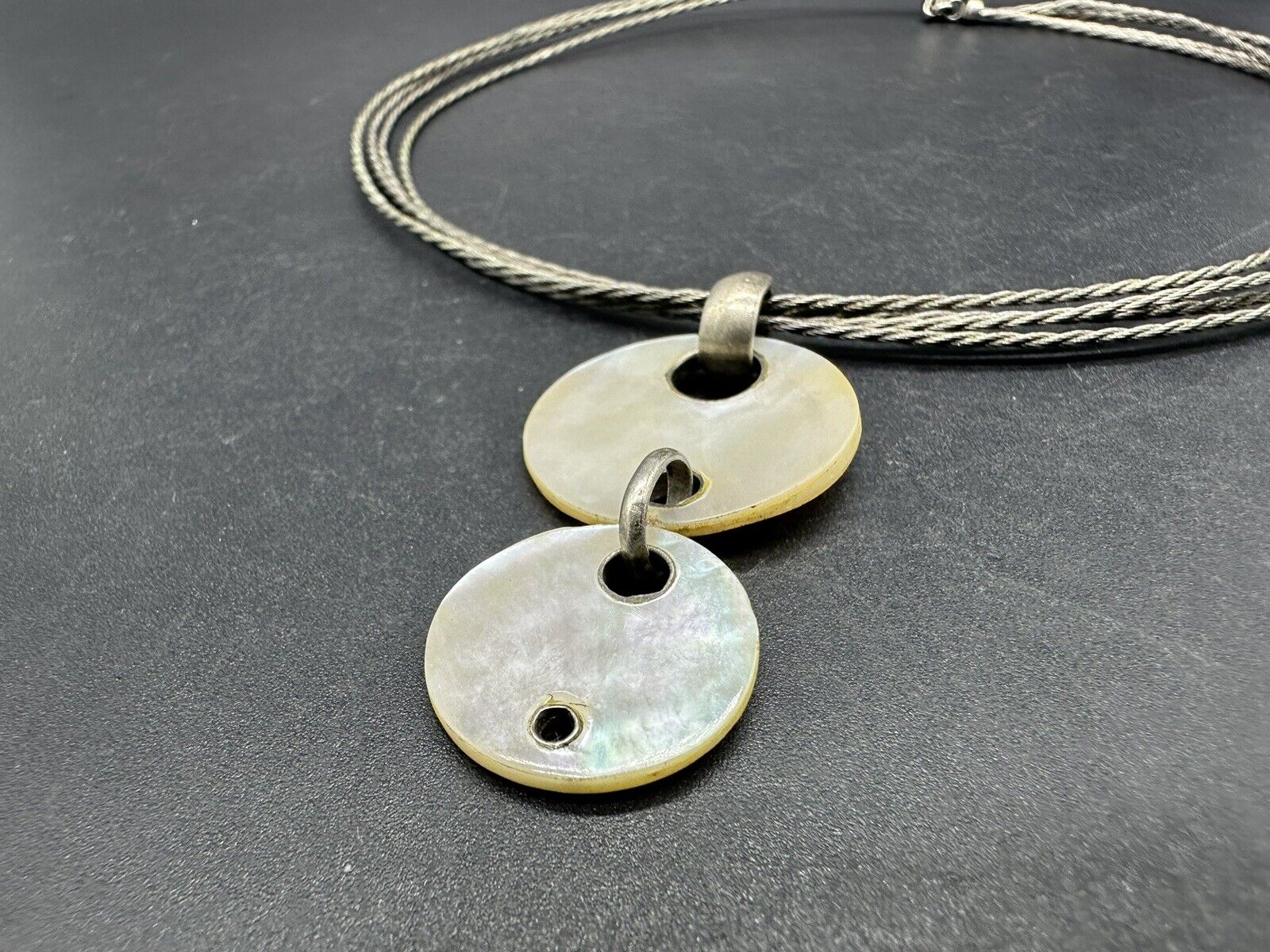 3 Strand .925 Pendant 15” Choker Necklace 19Gs