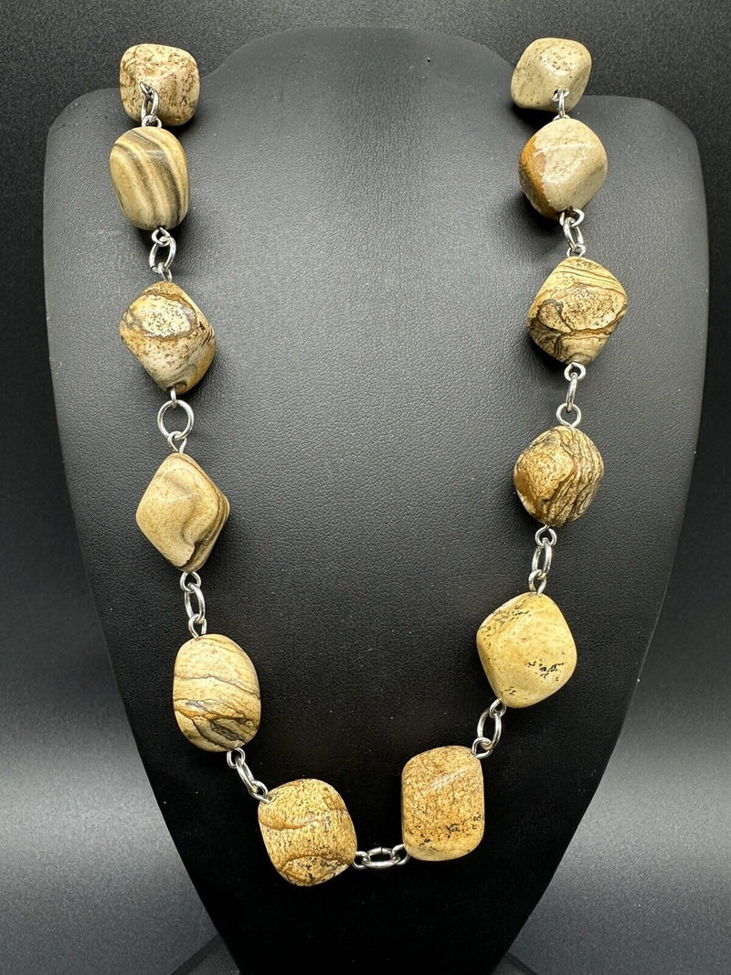 Jasper? Beaded Stone Necklace 18”