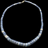 Vintage Genuine Blue Coral Silver Tone Accents Graduated Strand Necklace 18"