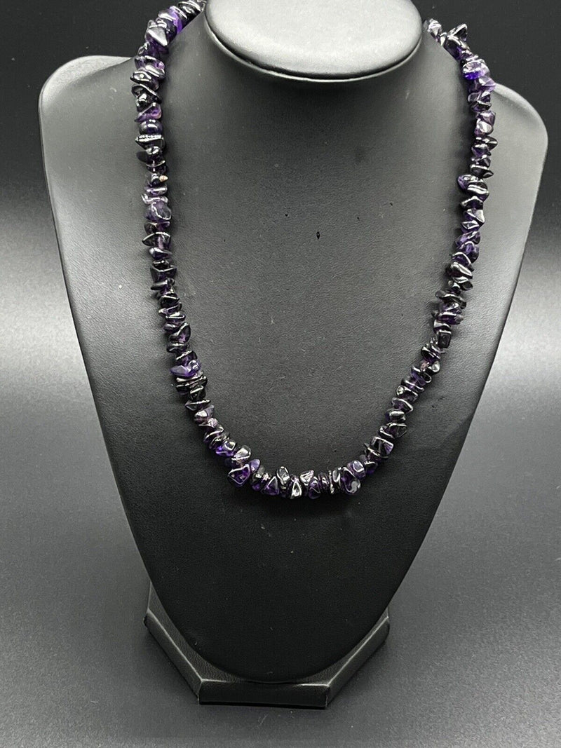 Amethyst Beaded Nugget and Necklace 18” long