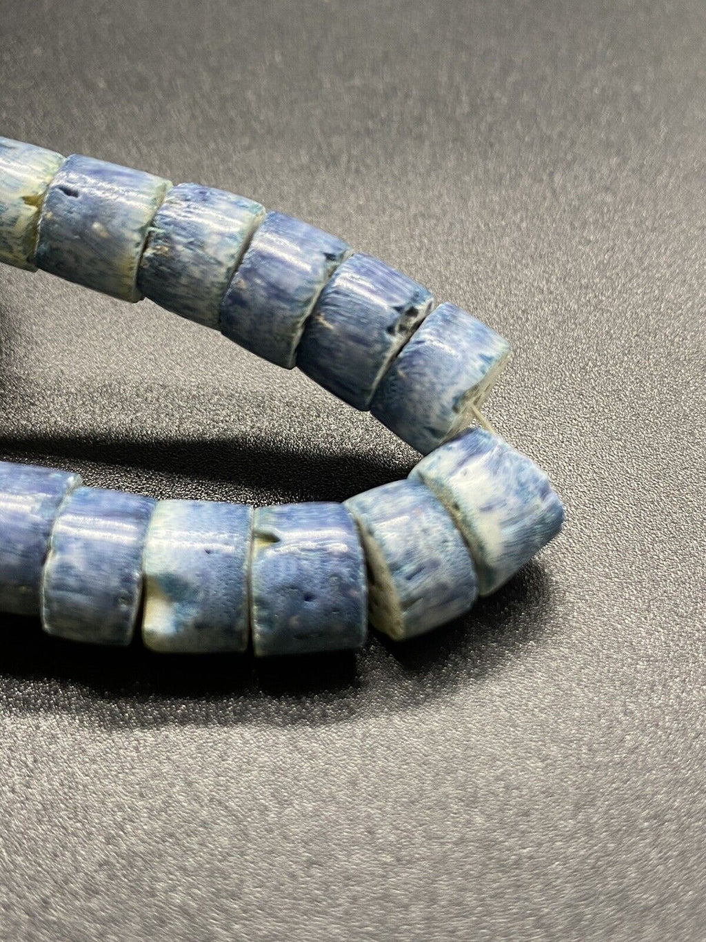 Vintage Genuine Blue Coral Silver Tone Accents Graduated Strand Necklace 18"