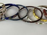 Vintage Cloisonne Enamel Floral Bangle Hinged Bracelet Lot Of 7