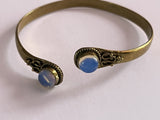 Brass Moonstone Cuff Bangle Bracelet 7.25”