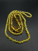 Beautiful vtg art deco graduated faceted yellow crystal Necklace 30" Long