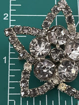 Vintage High-end rhinestone starburst silver tone brooch pin~Unsigned