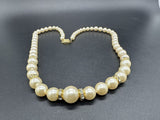 Vintage Faux Knotted Pearl  Beaded Necklace w/ Sterling Clasp 20” 49Gs