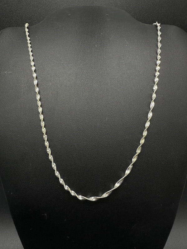 Silver Delicate Twisted Rope Necklace 20” In 4Gs