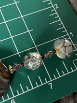 Vintage Carnelian Agate Polished Beads Necklace Stripes Crystal 38” Long