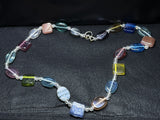 MULTI COLOR BEADED NECKLACE COLORFUL SQUARE GLASS BEADS