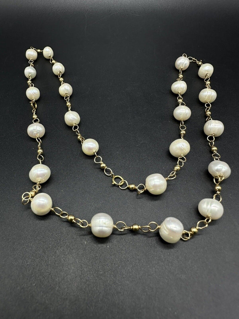 Pearl necklace Natural freshwater pearl Gold Filled 26” 30Gs
