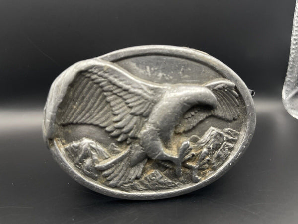 VTG 1984 Bald Eagle Belt Buckle Bergamot Brass Works Metal W-146 USA Silver Tone