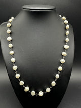 Vintage Natural Pearl Necklace With Sterling Silver Clasp 32”