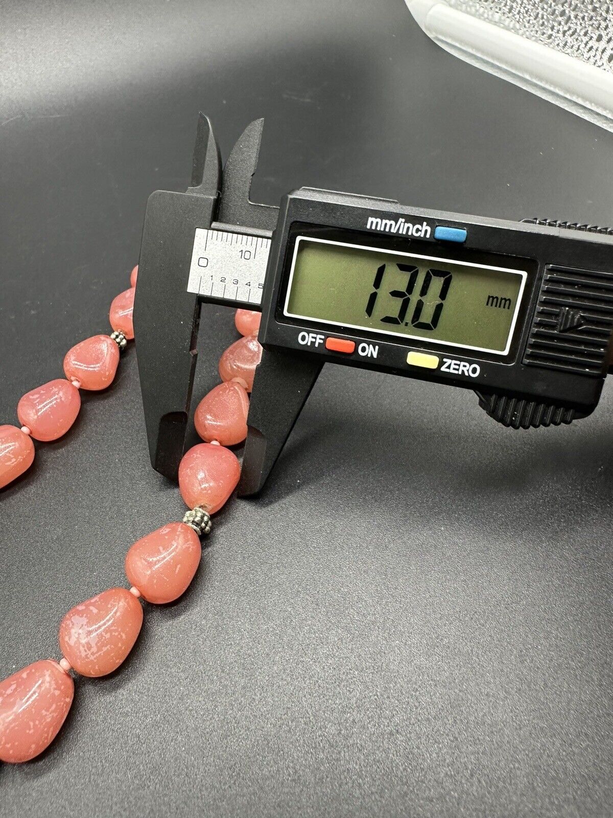 Vintage Beaded Coral Colored Acrylic Necklace 16”