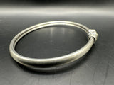 925 Sterling Silver Charm Diamond Accents Heart Clasp Bangle Bracelet 8Gs