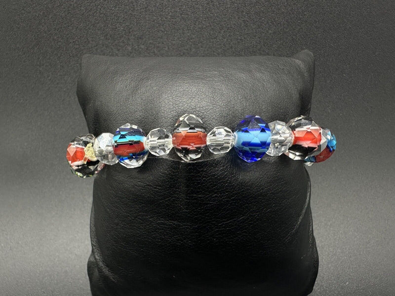 Art Glass Glass Beaded Bracelet 6.5”